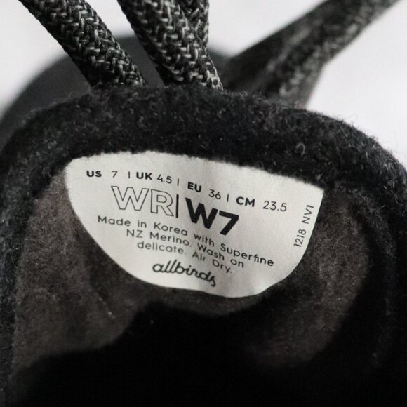 All Birds Merino Wool Korea Classic Black Lace Up W7 Washable Runner Shoes - Picture 10 of 10